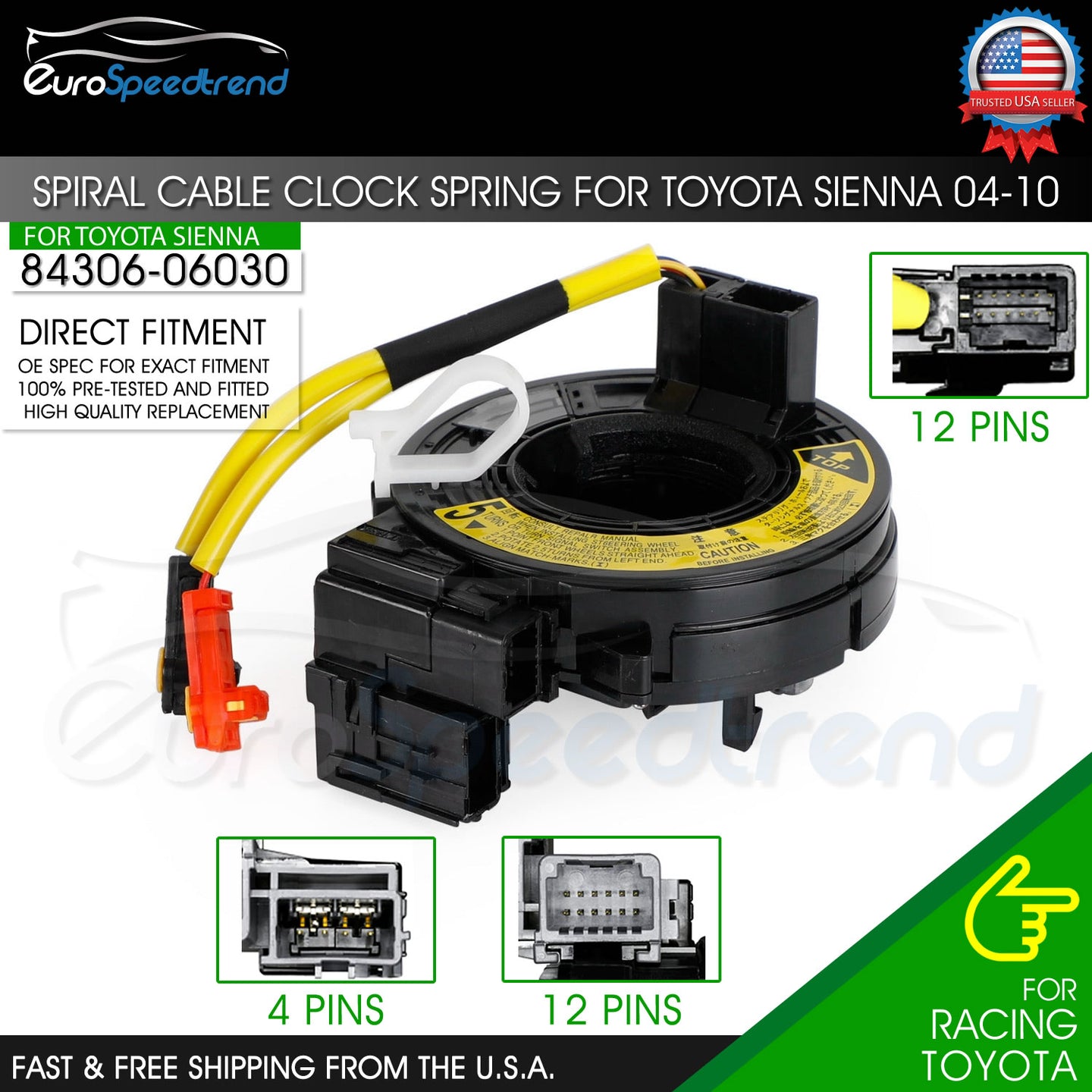 Spiral Cable Clock Spring Fit Toyota Sienna 2004-2010 V6 3.3L 3.5L 84306-06030