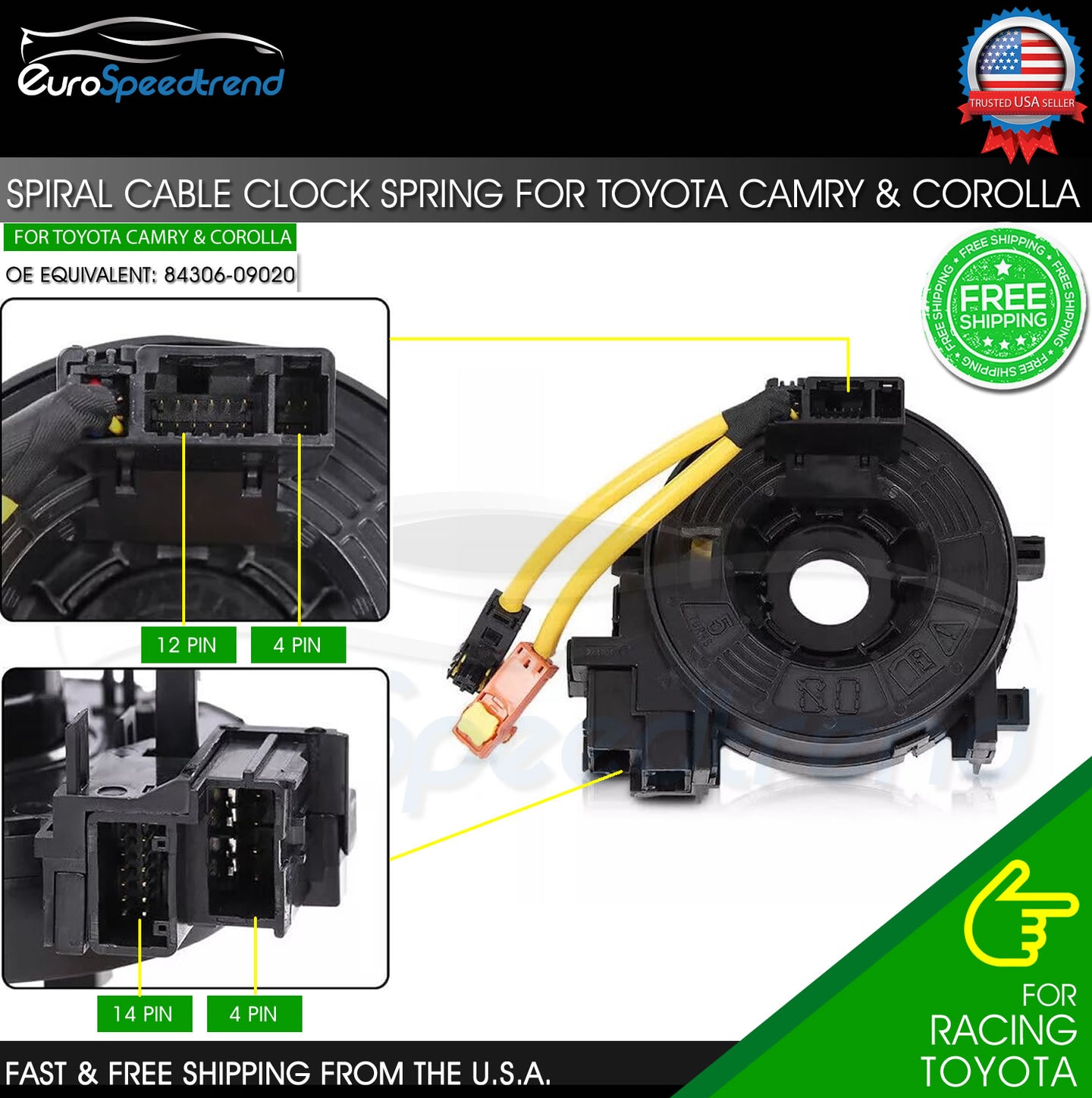 84306-09020 Spiral Cable Clock Spring for Toyota Camry 2012-2018 2.5L 3.5L