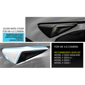 HW4.0 Gloss White Side Camera Trim Cover for Tesla Model 3 Y S X Accessories