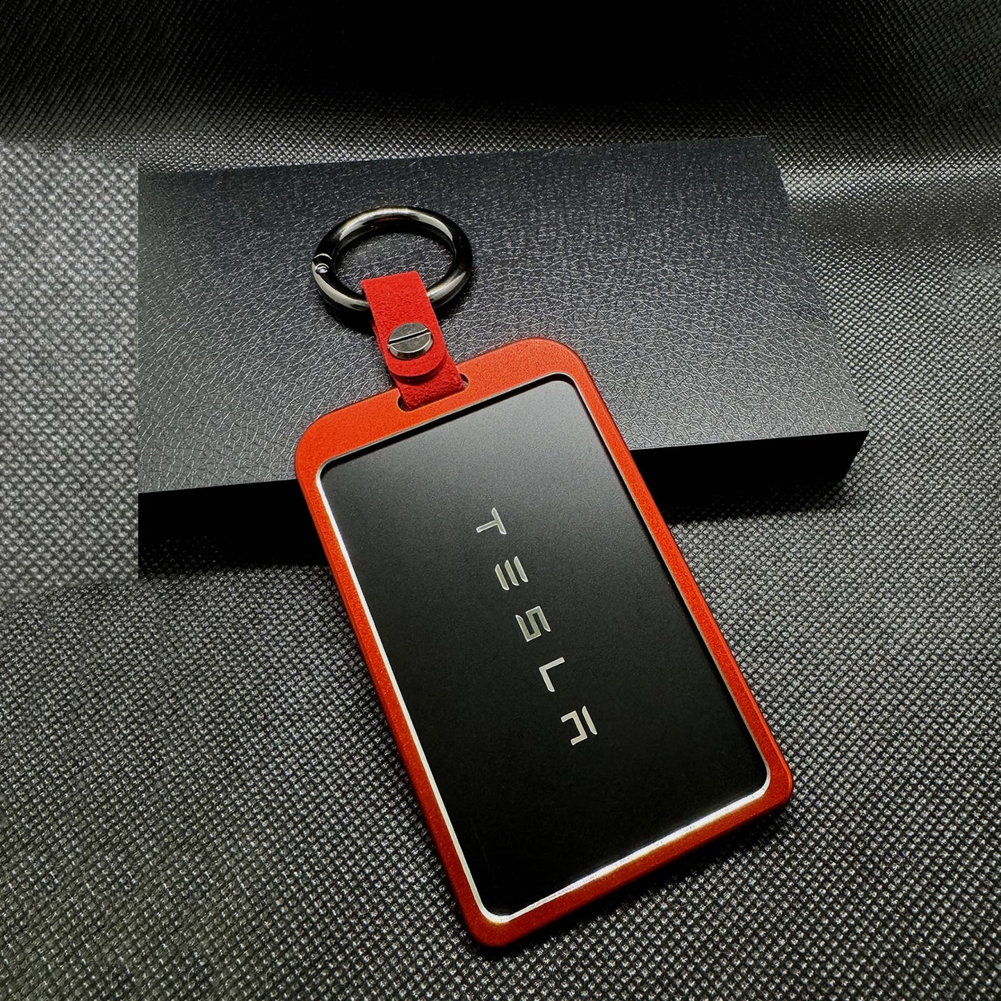 Aluminum Red Key Card Holder Protector Key Ring Accessories Tesla Model 3 Y S X