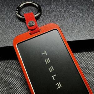 Aluminum Red Key Card Holder Protector Key Ring Accessories Tesla Model 3 Y S X