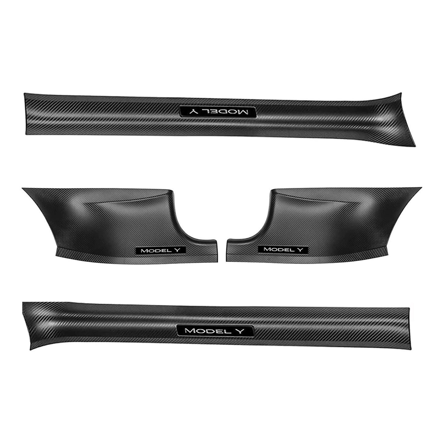 Carbon Look Door Sill Protector Tesla Model Y Accessories 5 Seater Front Rear