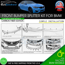 Load image into Gallery viewer, For BMW Carbon Fiber Look Front Lip Splitter Bumper Kit F80 F82 F83 F32 F33 F36
