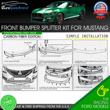 Load image into Gallery viewer, Carbon Fiber Look Front Bumper Lip Spoiler Splitter Ford Mustang Kit Accessories
