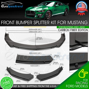 Carbon Fiber Look Front Bumper Lip Spoiler Splitter Ford Mustang Kit Accessories