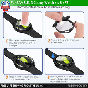 Samsung Galaxy Watch 40/44 4 5 6 7 FE Full Protector Tempered Glass Screen Cover