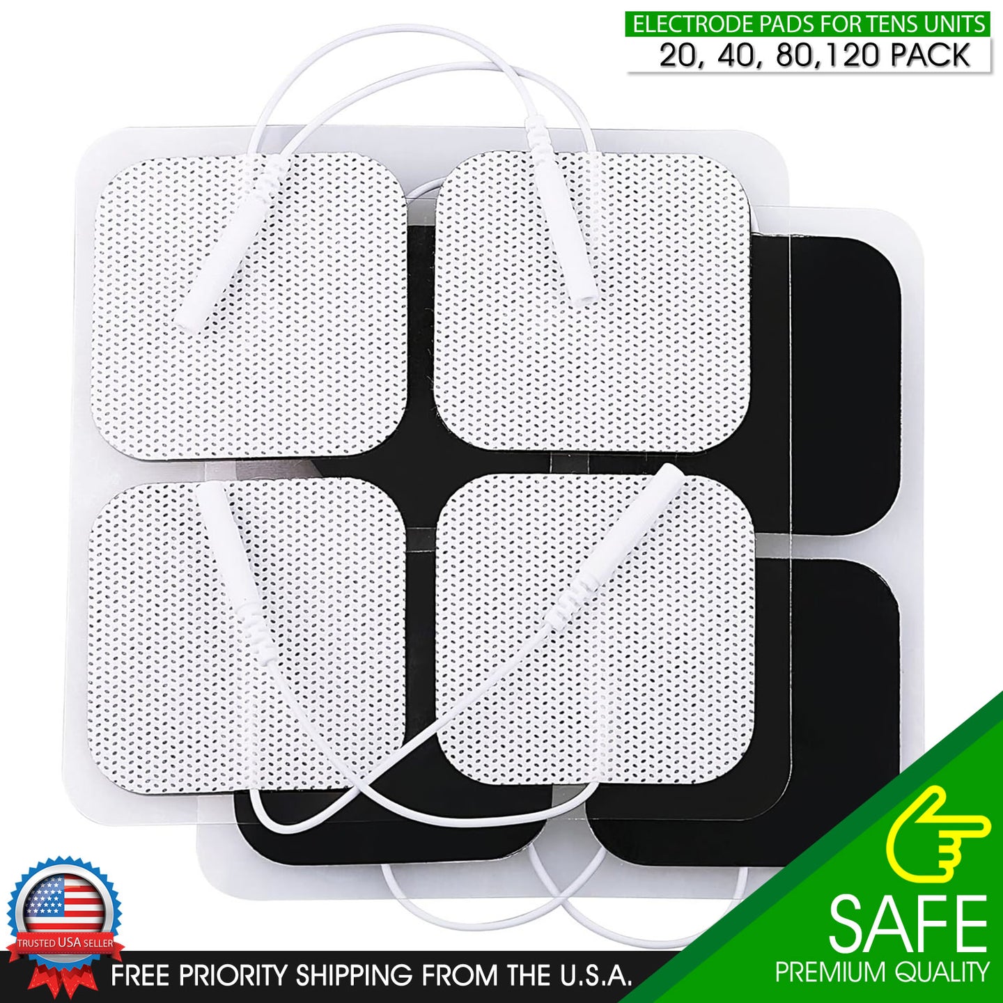 40PCS TENS Electrode Pads EMS Muscle Stimulator IF Replacement Reusable 2X2