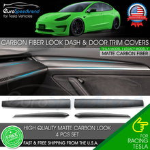 Load image into Gallery viewer, For Tesla Model 3 Y Matte Carbon Fiber Look Dashboard and Door Panel Trim Cover
