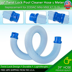 Twist Lock Hose For Zodiac Swimming Pool Cleaner MX6 MX8 X7 T3 T5 Baracuda 39"