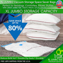 Load image into Gallery viewer, Jumbo Vacuum Storage Bags XL XXL Bedding Clothes Travel Space Saver w/ Hand Pump
