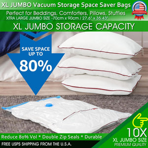 Jumbo Vacuum Storage Bags XL XXL Bedding Clothes Travel Space Saver w/ Hand Pump