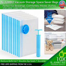 Load image into Gallery viewer, Jumbo Vacuum Storage Bags XL XXL Bedding Clothes Travel Space Saver w/ Hand Pump
