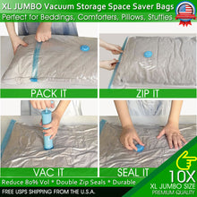 Load image into Gallery viewer, Jumbo Vacuum Storage Bags XL XXL Bedding Clothes Travel Space Saver w/ Hand Pump
