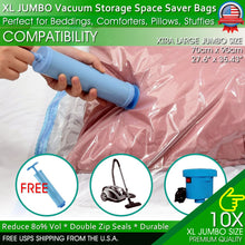 Load image into Gallery viewer, Jumbo Vacuum Storage Bags XL XXL Bedding Clothes Travel Space Saver w/ Hand Pump
