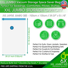 Load image into Gallery viewer, Jumbo Vacuum Storage Bags XL XXL Bedding Clothes Travel Space Saver w/ Hand Pump
