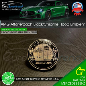 AMG Front Hood Emblem Affalterbach Black Chrome Apple Badge Mercedes B