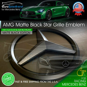 AMG Front Matte Black Star Emblem Cover Grille Badge Mercedes Benz A B