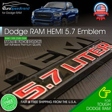 Load image into Gallery viewer, Hemi 5.7 Liter Emblem Matte Black Badge for Dodge Ram 1500 2500 3500 Charger 2X
