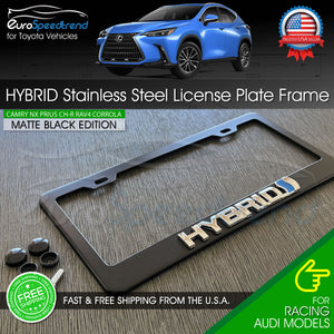 Chrome HYBRID License Matte Black Plate Frame Logo Front or Rear 3D Emblem Cover